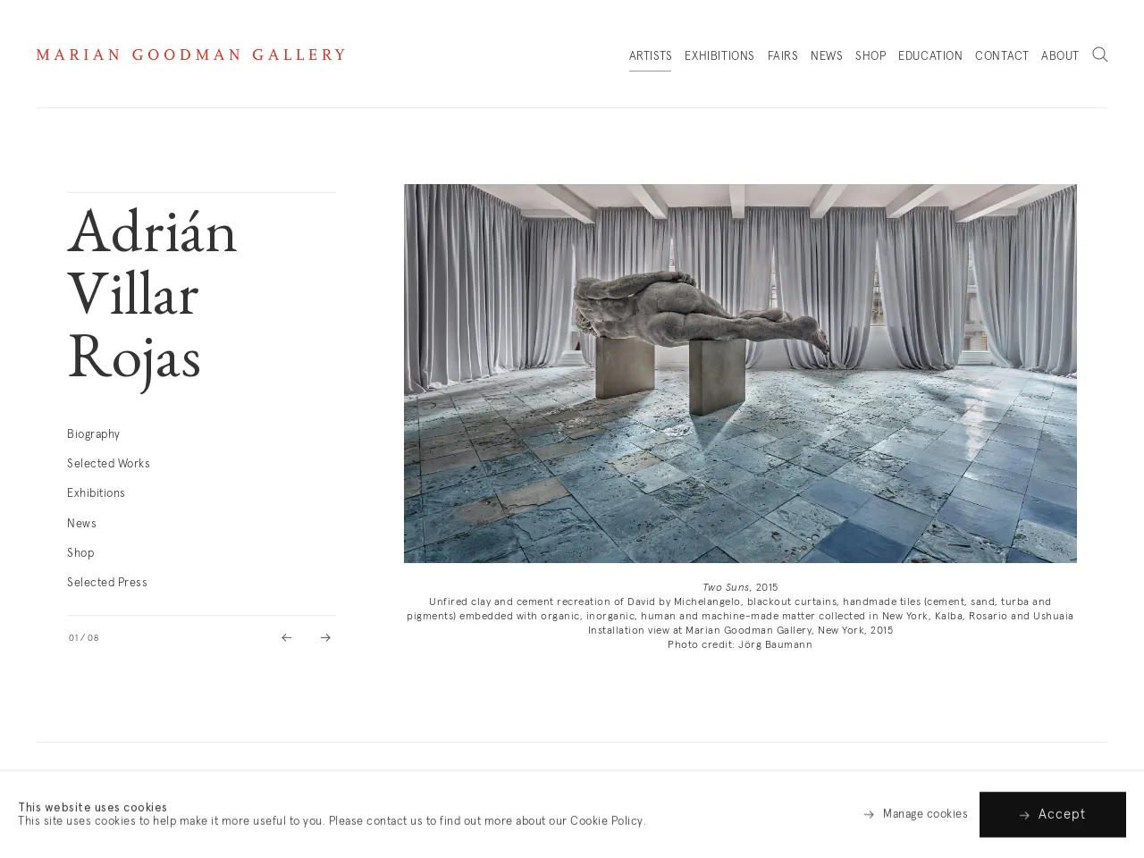 Website of concrete sculptor Adrián Villar Rojas