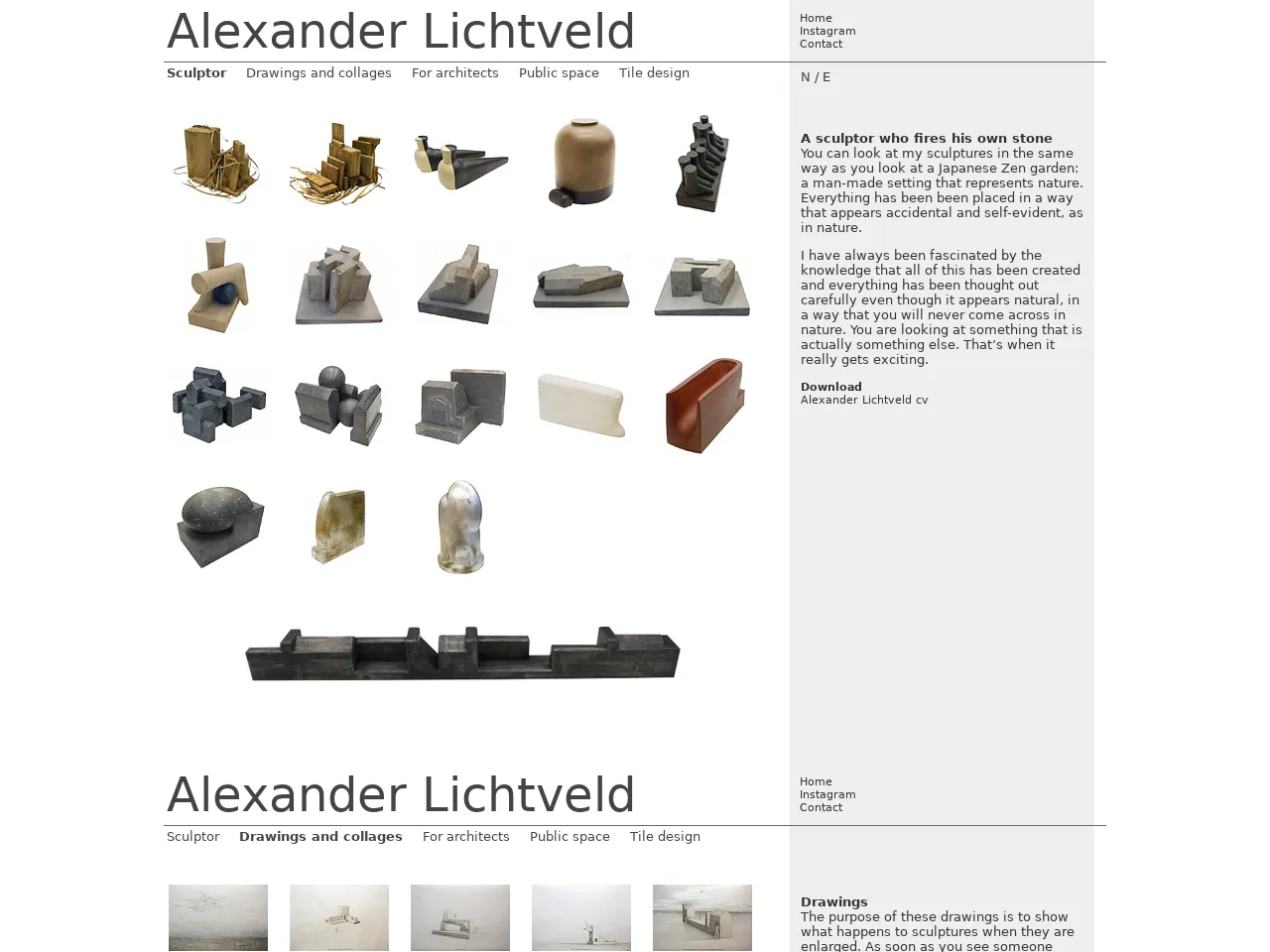 Website of concrete sculptor Alexander Lichtveld