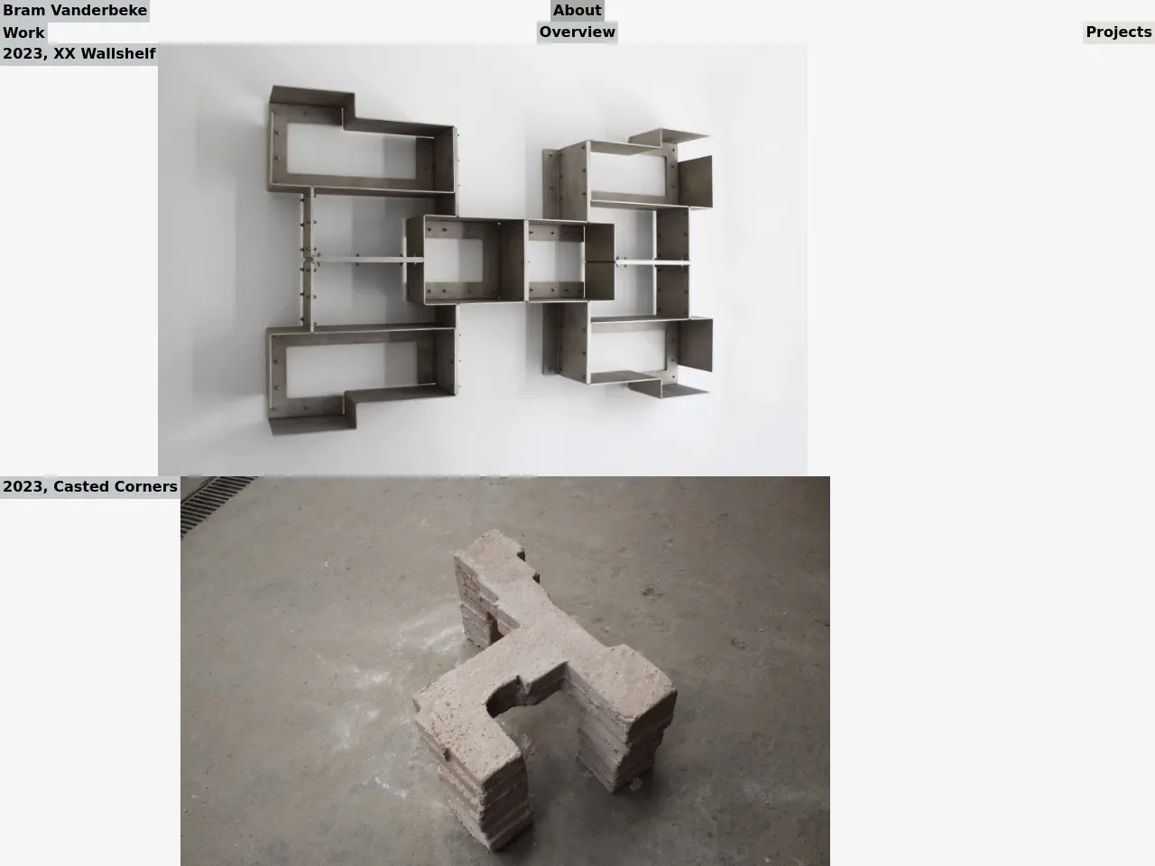 Website of concrete sculptor Bram Vanderbeke