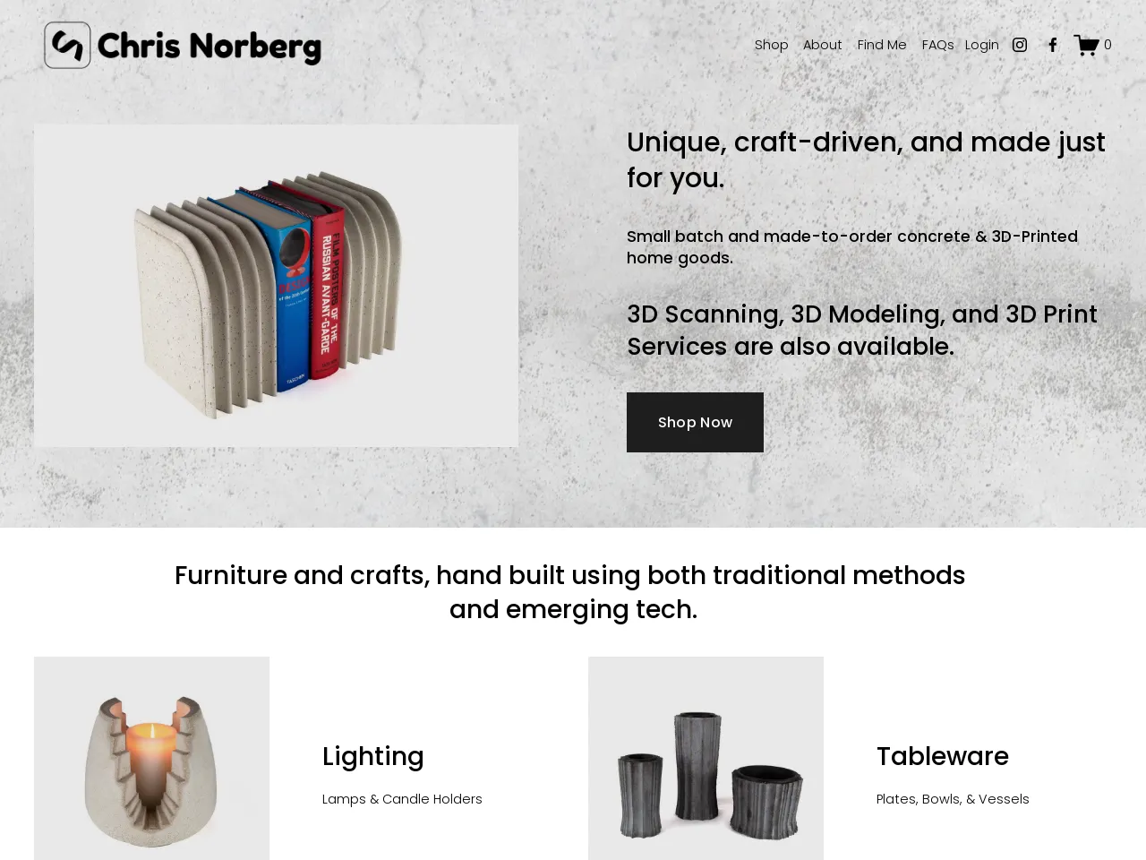 Website of concrete sculptor Chris Norberg