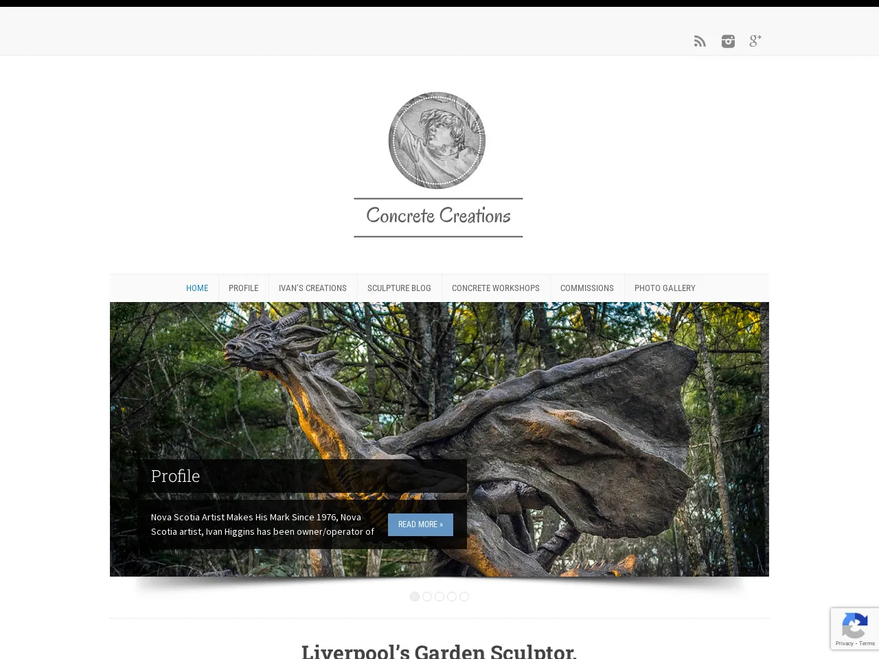 Website of concrete sculptor Ivan Higgins