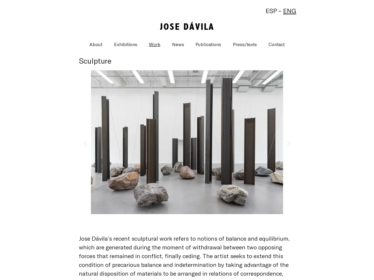 Website of concrete sculptor Jose Dávila