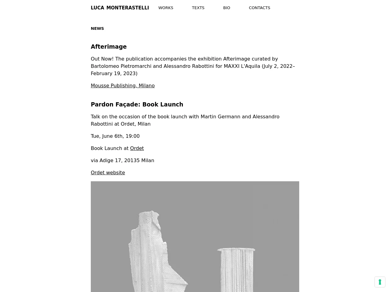 Website of concrete sculptor Luca Monterastelli