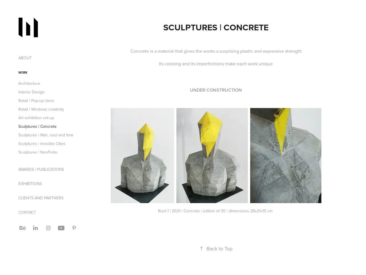 Website of concrete sculptor Marcello Silvestre