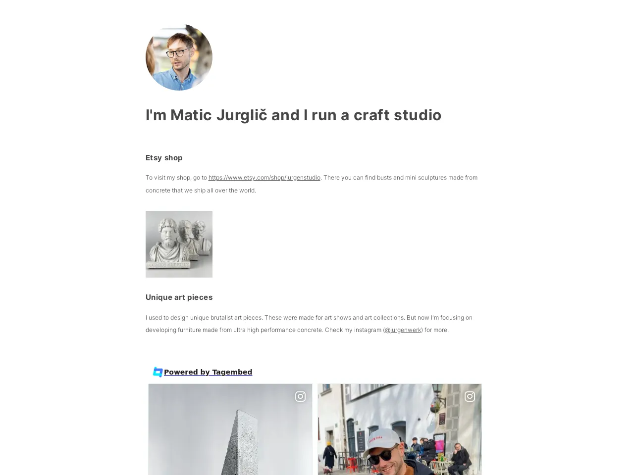 Website of concrete sculptor Matic Jurglič