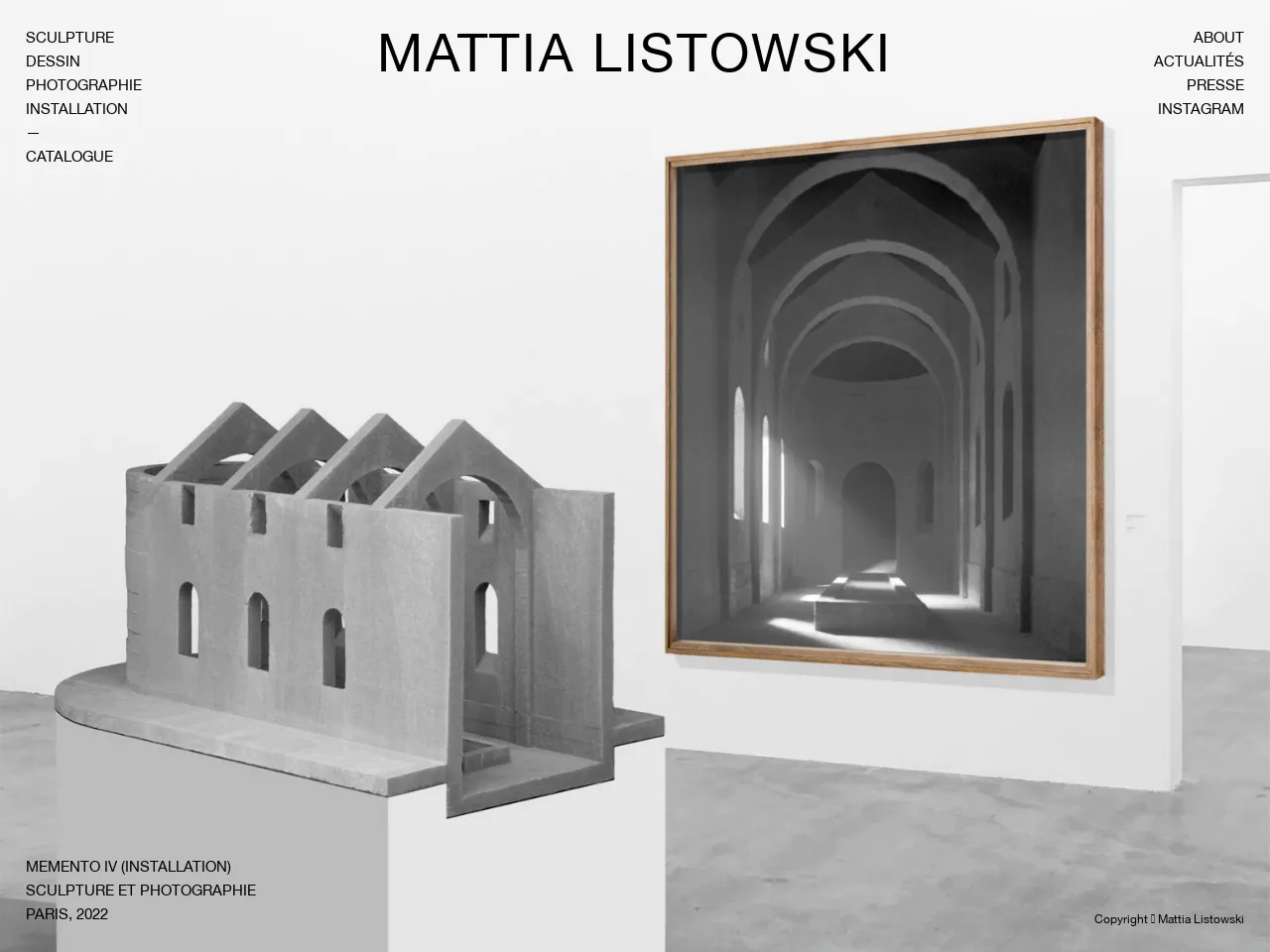 Website of concrete sculptor Mattia Listowski