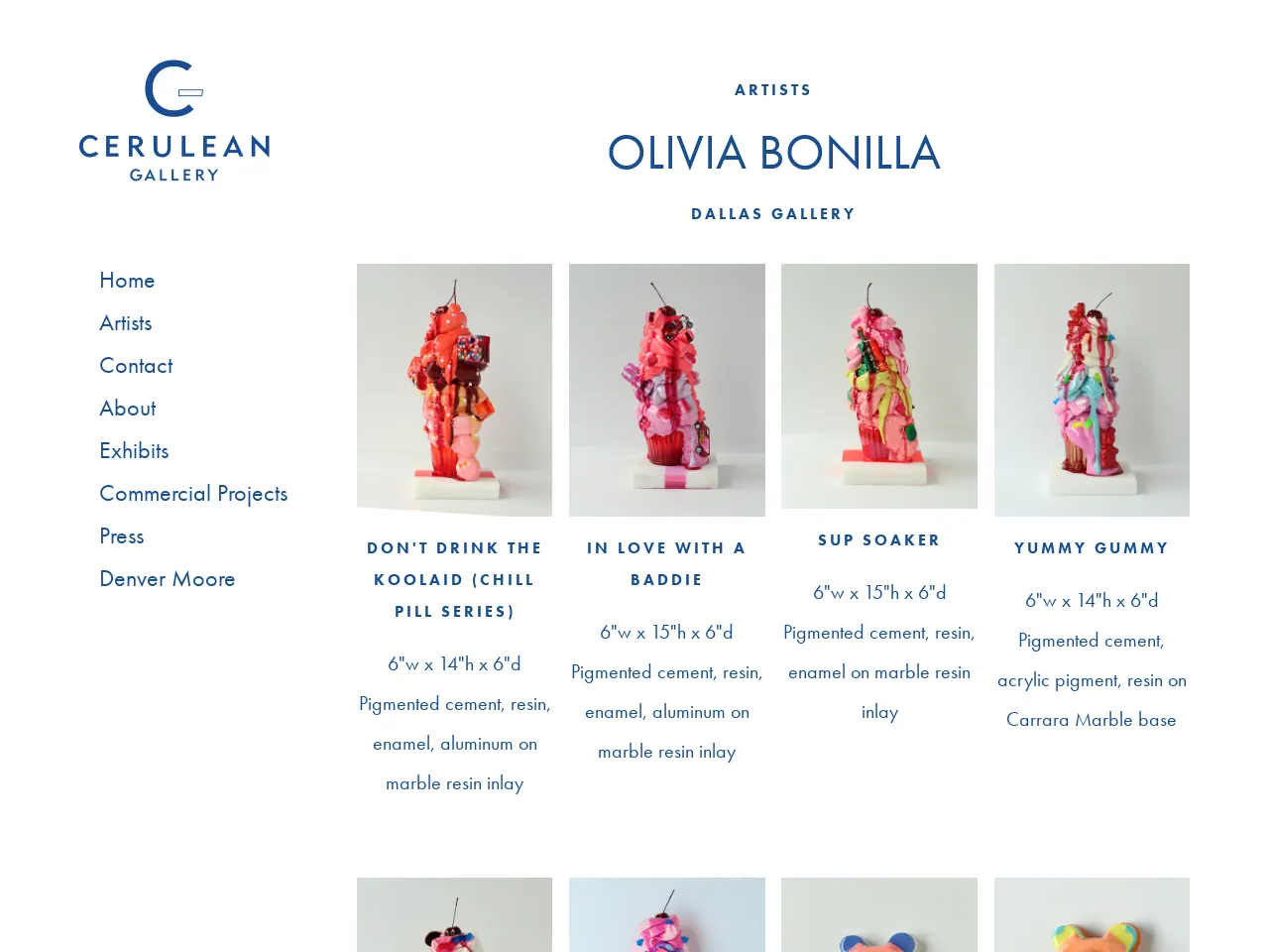 Website of concrete sculptor Olivia Ines Bonilla