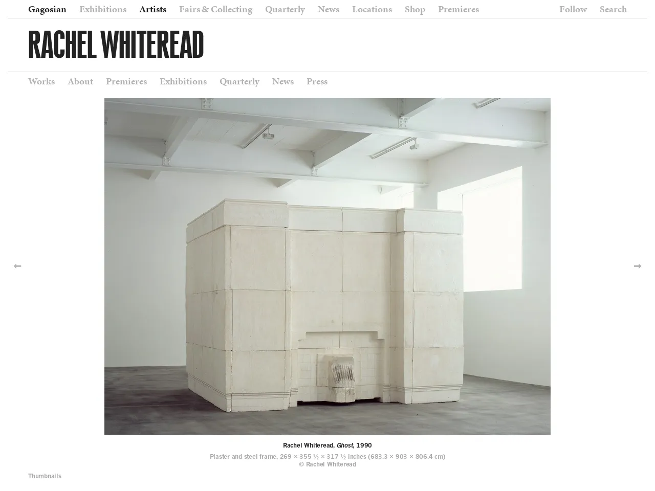 Website of concrete sculptor Rachel Whiteread