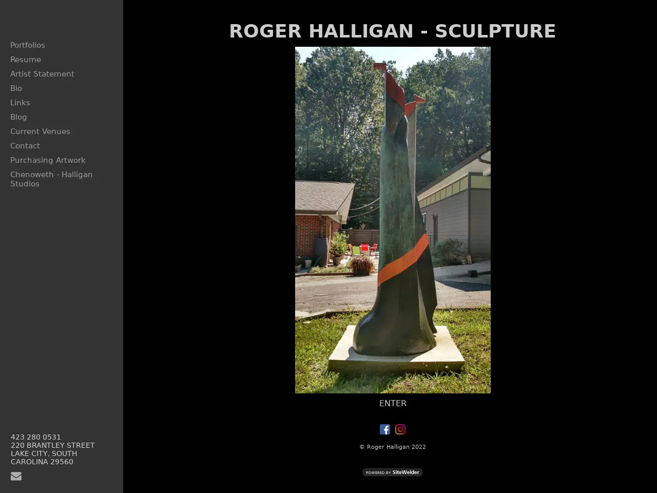 Website of concrete sculptor Roger Halligan