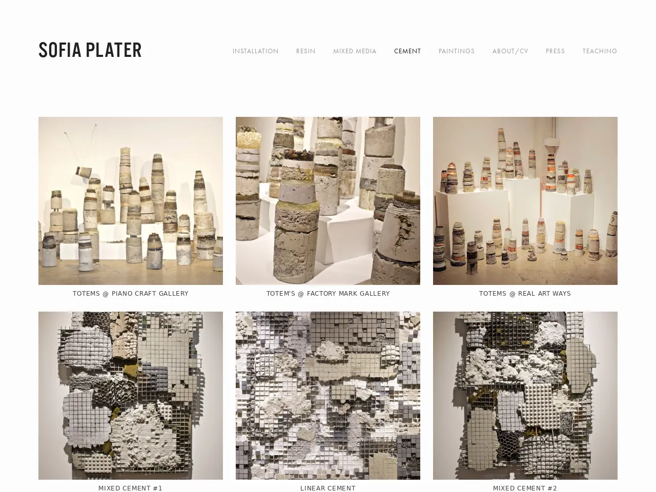 Website of concrete sculptor Sofia Plater