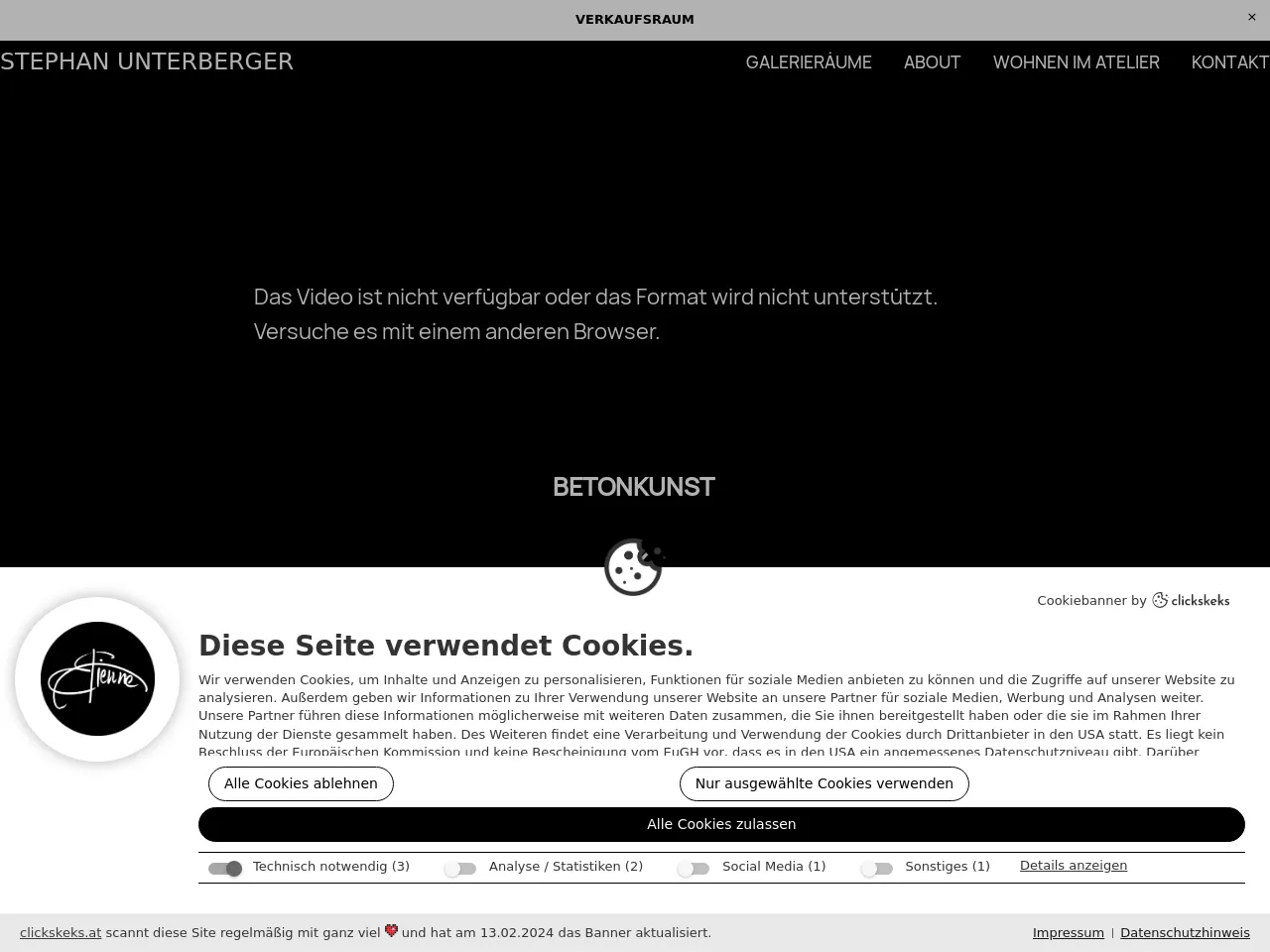 Website of concrete sculptor Stephan Unterberger