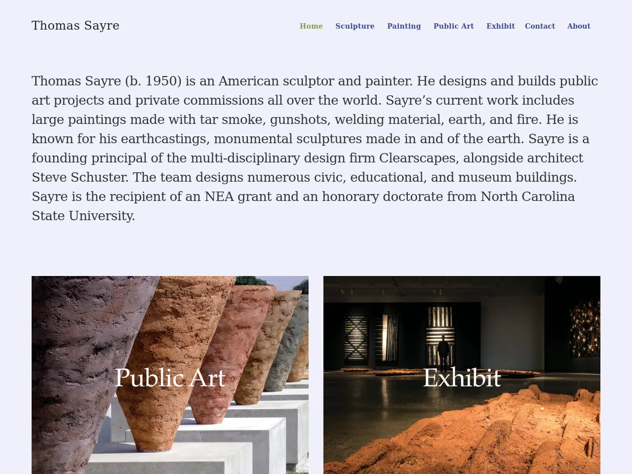 Website of concrete sculptor Thomas Sayre