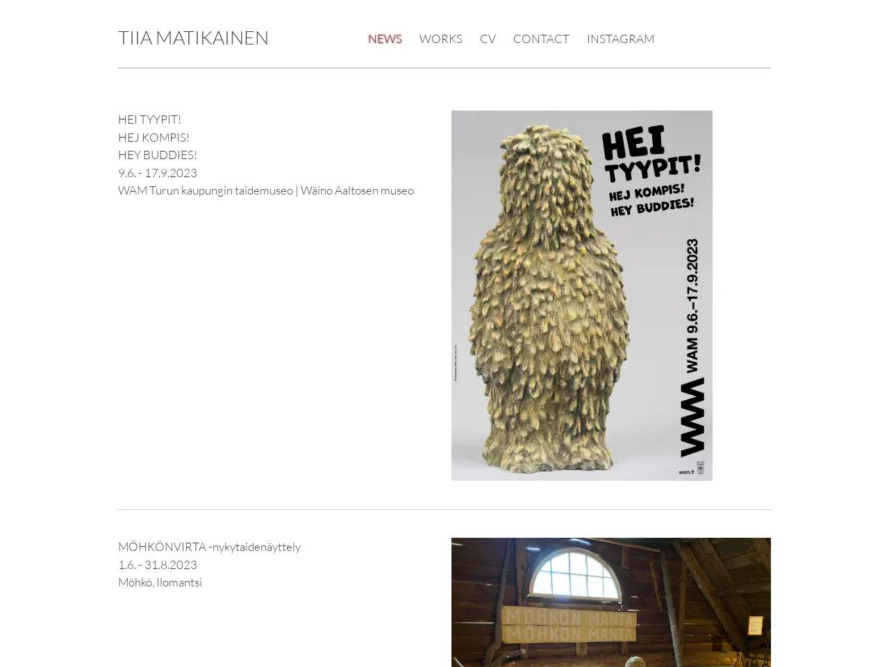 Website of concrete sculptor Tiia Matikainen